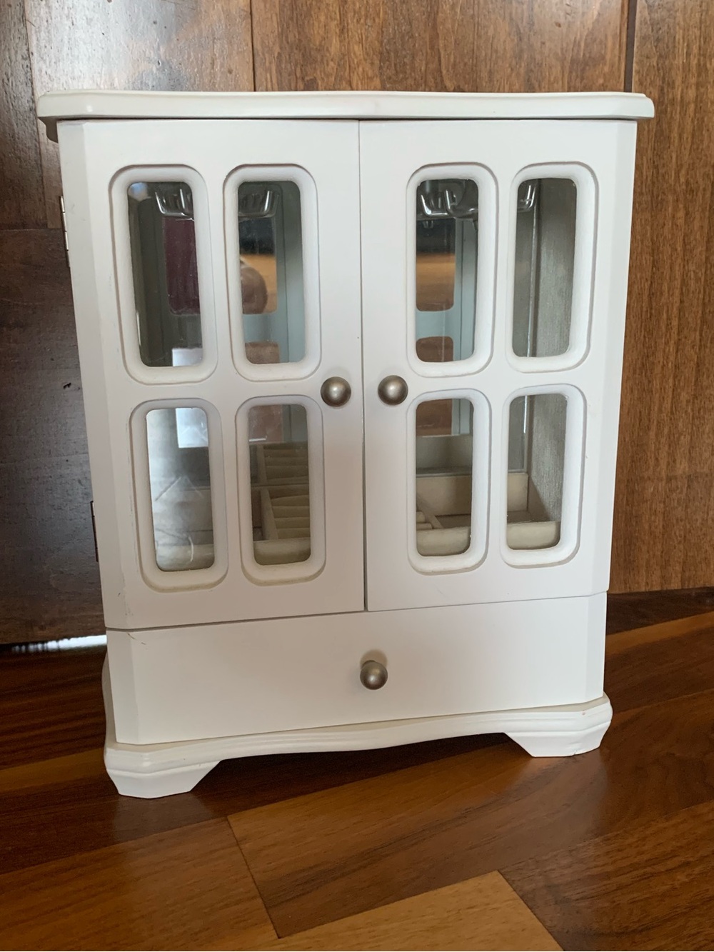 White Wooden Jewelry Box with Drawer